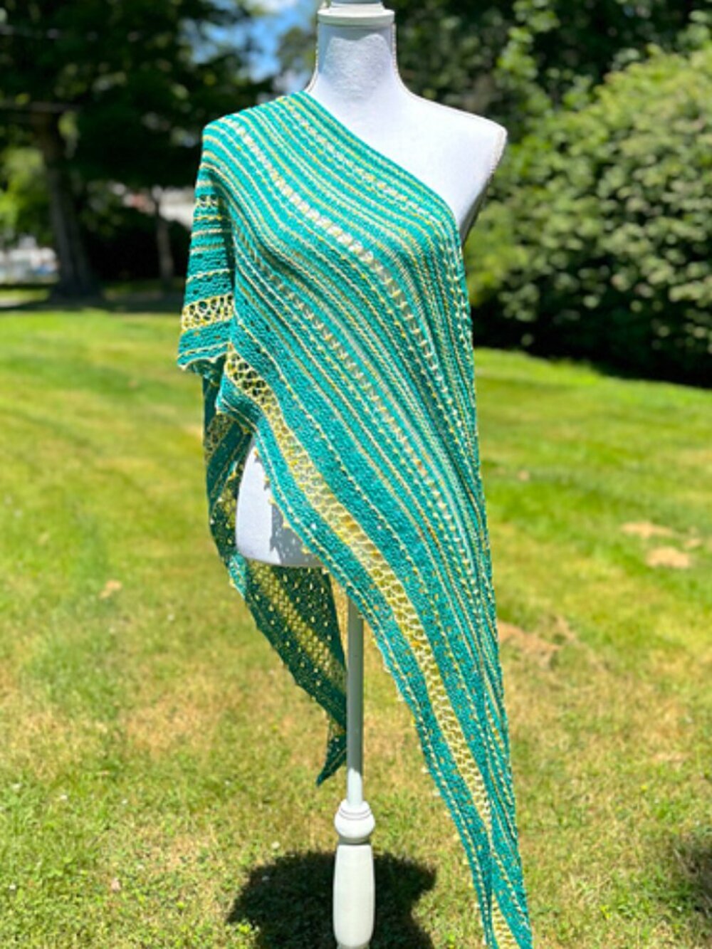 Custom: One of a Kind Delicate Green Hand Knit Luxury Lace Detail Shawl Wrap